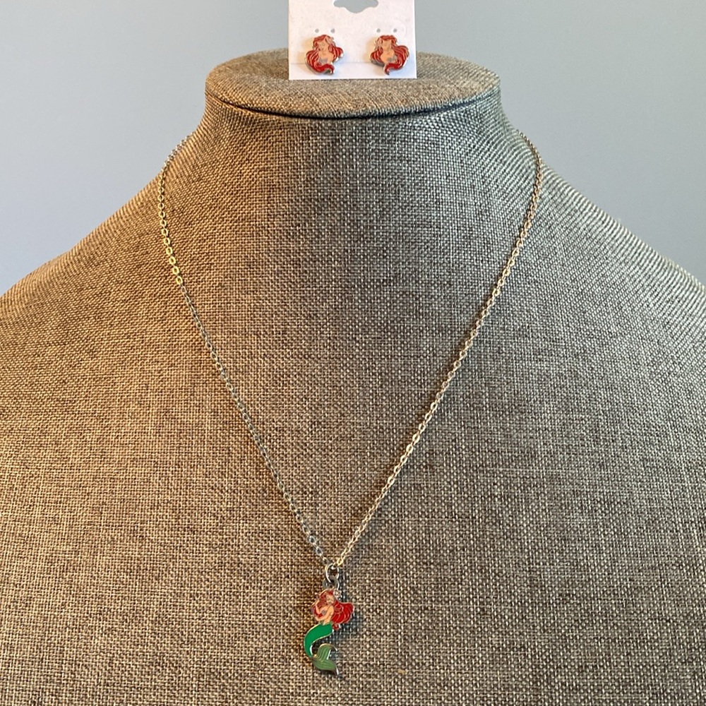 DISNEY SET Little Mermaid Necklace & Earrings